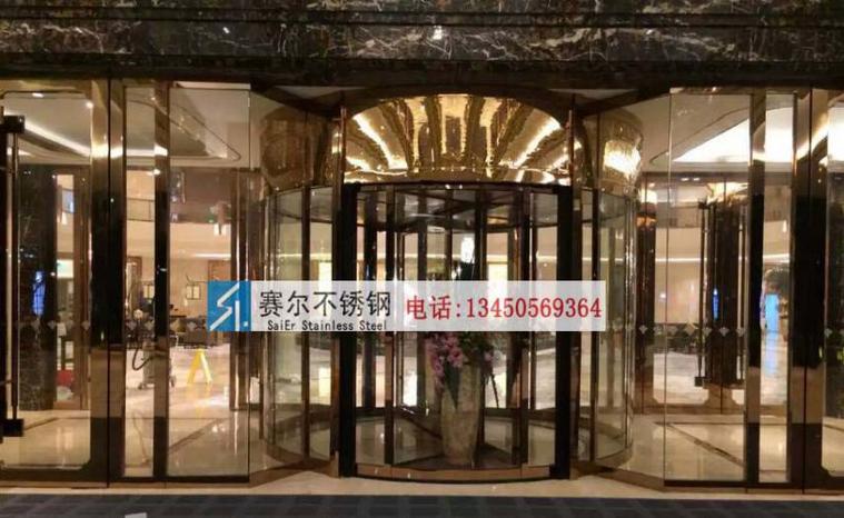 【常熟市不锈钢旋转门玫瑰金材料 不锈钢地弹簧门加工】批发
